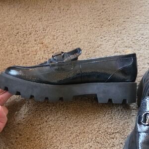 Women's Black Patent Chunky Loafers